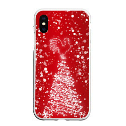 Чехол iPhone XS Max матовый Елка и снег, цвет: 3D-белый