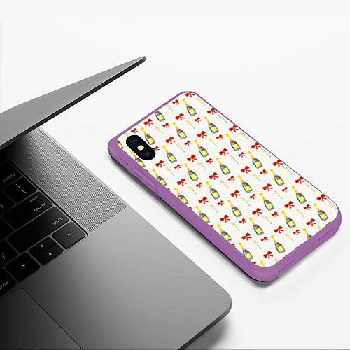 Чехол iPhone XS Max матовый Щампанское / 3D-Фиолетовый – фото 3
