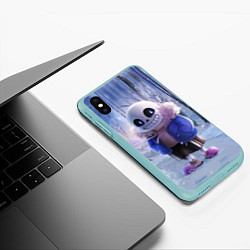 Чехол iPhone XS Max матовый Winter forest & Sans, цвет: 3D-мятный — фото 2