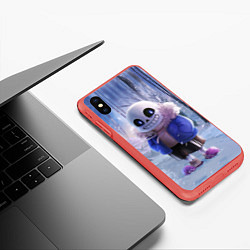 Чехол iPhone XS Max матовый Winter forest & Sans, цвет: 3D-красный — фото 2