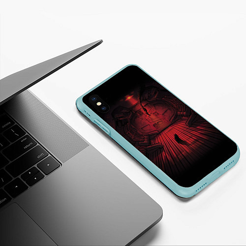 Чехол iPhone XS Max матовый Alien: Space Ship / 3D-Мятный – фото 3