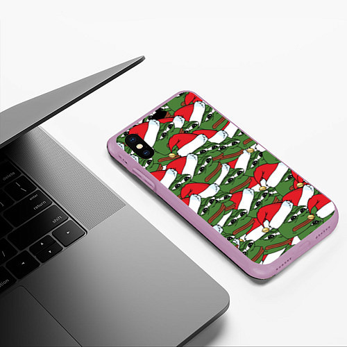 Чехол iPhone XS Max матовый Sad frog new year / 3D-Сиреневый – фото 3
