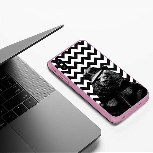Чехол iPhone XS Max матовый Mr. Bear / 3D-Розовый – фото 3