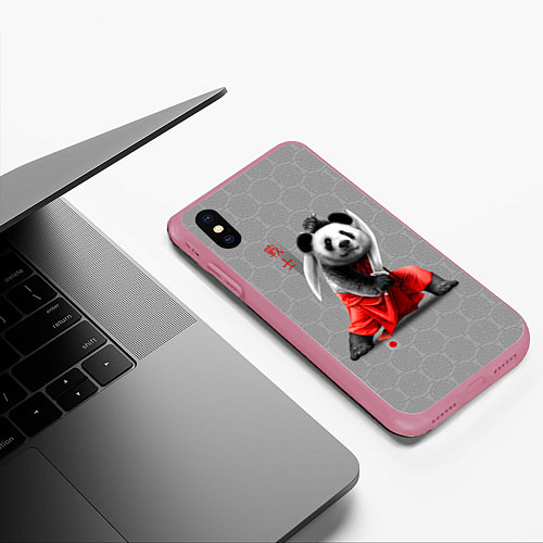 Чехол iPhone XS Max матовый Master Panda / 3D-Малиновый – фото 3