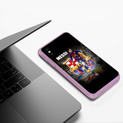 Чехол iPhone XS Max матовый Messi FCB, цвет: 3D-сиреневый — фото 2