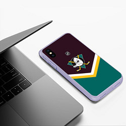 Чехол iPhone XS Max матовый NHL: Anaheim Ducks, цвет: 3D-светло-сиреневый — фото 2