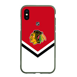 Чехол iPhone XS Max матовый NHL: Chicago Blackhawks, цвет: 3D-темно-зеленый