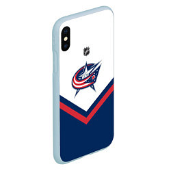 Чехол iPhone XS Max матовый NHL: Columbus Blue Jackets, цвет: 3D-голубой — фото 2