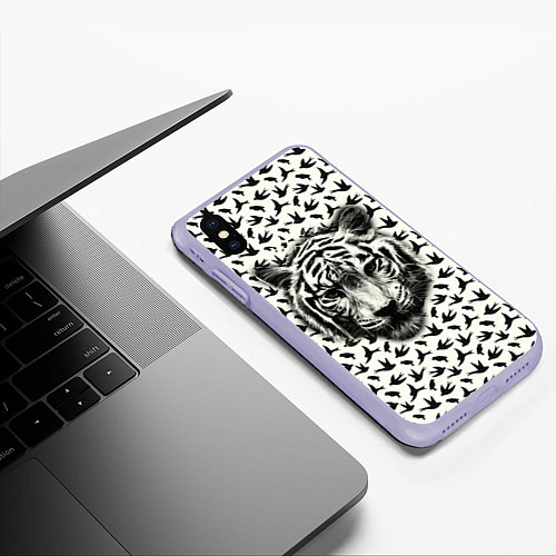 Чехол iPhone XS Max матовый Tiger Dreams / 3D-Светло-сиреневый – фото 3