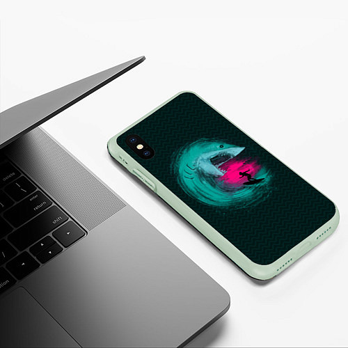 Чехол iPhone XS Max матовый Shark Vortex / 3D-Салатовый – фото 3