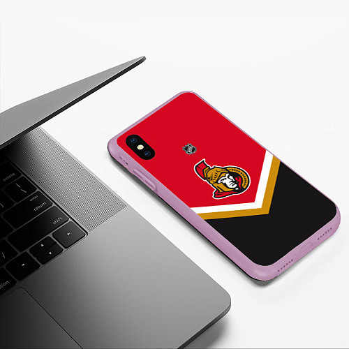 Чехол iPhone XS Max матовый NHL: Ottawa Senators / 3D-Сиреневый – фото 3