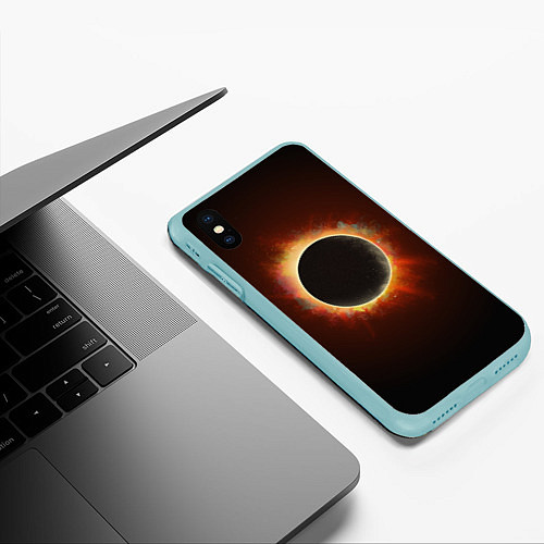 Чехол iPhone XS Max матовый Солнечное затмение / 3D-Мятный – фото 3