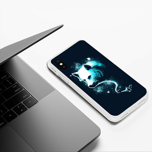 Чехол iPhone XS Max матовый Галактический волк / 3D-Белый – фото 3