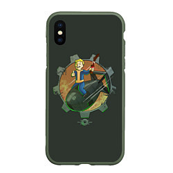 Чехол iPhone XS Max матовый Flying Vault Boy, цвет: 3D-темно-зеленый