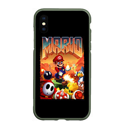 Чехол iPhone XS Max матовый Mario Doom, цвет: 3D-темно-зеленый