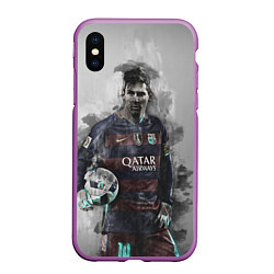 Чехол iPhone XS Max матовый Lionel Messi, цвет: 3D-фиолетовый