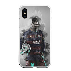 Чехол iPhone XS Max матовый Lionel Messi, цвет: 3D-белый