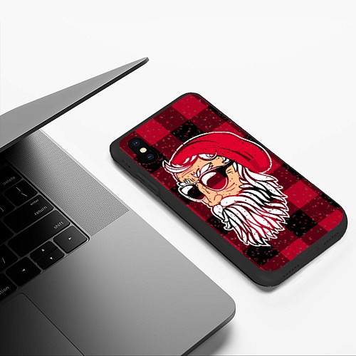 Чехол iPhone XS Max матовый Санта хипстер / 3D-Черный – фото 3