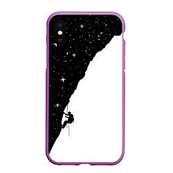 Чехол iPhone XS Max матовый Ночной скалолаз, цвет: 3D-фиолетовый