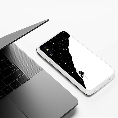 Чехол iPhone XS Max матовый Ночной скалолаз / 3D-Белый – фото 3