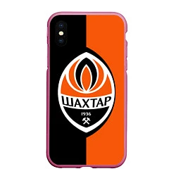 Чехол iPhone XS Max матовый ФК Шахтер Донецк, цвет: 3D-малиновый