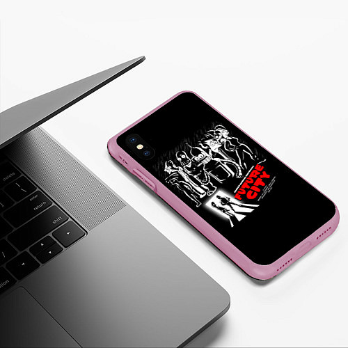 Чехол iPhone XS Max матовый Future City / 3D-Розовый – фото 3