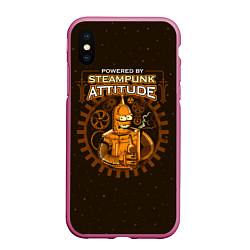 Чехол iPhone XS Max матовый Steampunk Attitude, цвет: 3D-малиновый