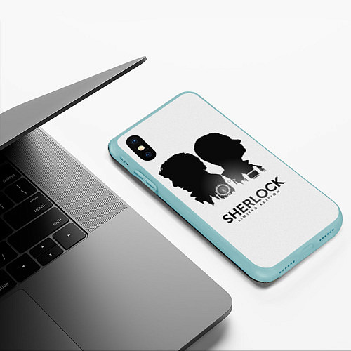Чехол iPhone XS Max матовый Sherlock Edition / 3D-Мятный – фото 3