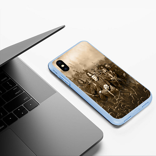 Чехол iPhone XS Max матовый Slipknot Sepia / 3D-Голубой – фото 3