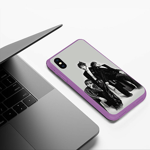 Чехол iPhone XS Max матовый BTS Grey / 3D-Фиолетовый – фото 3