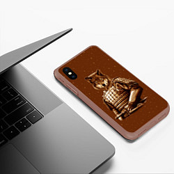 Чехол iPhone XS Max матовый Волк самурай, цвет: 3D-коричневый — фото 2