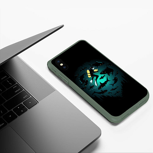 Чехол iPhone XS Max матовый Подводный мир / 3D-Темно-зеленый – фото 3