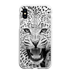 Чехол iPhone XS Max матовый Белый леопард, цвет: 3D-белый