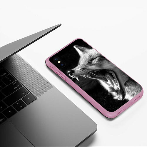 Чехол iPhone XS Max матовый Зевающая лиса / 3D-Розовый – фото 3