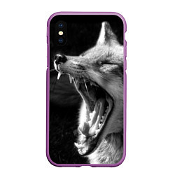 Чехол iPhone XS Max матовый Зевающая лиса, цвет: 3D-фиолетовый
