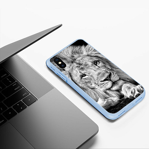Чехол iPhone XS Max матовый Милый лев / 3D-Голубой – фото 3