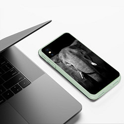 Чехол iPhone XS Max матовый Взгляд слона, цвет: 3D-салатовый — фото 2