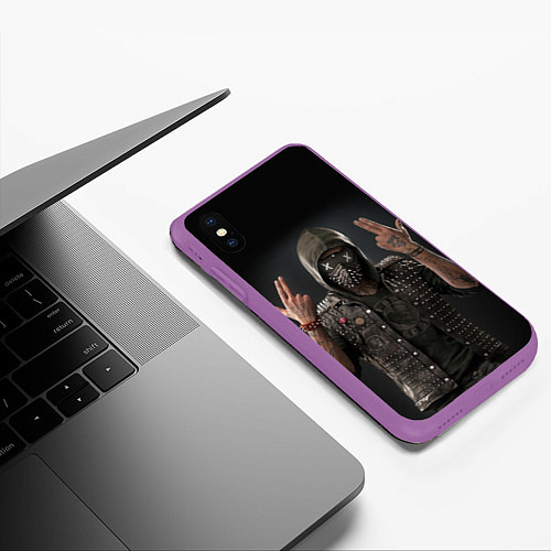 Чехол iPhone XS Max матовый WatchDogs / 3D-Фиолетовый – фото 3