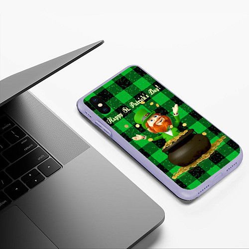 Чехол iPhone XS Max матовый Ирландия / 3D-Светло-сиреневый – фото 3