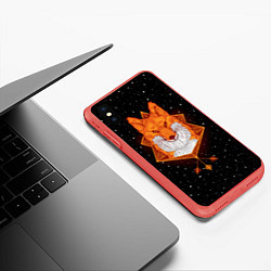 Чехол iPhone XS Max матовый Огненный лис, цвет: 3D-красный — фото 2