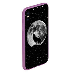 Чехол iPhone XS Max матовый Лунный волк, цвет: 3D-фиолетовый — фото 2