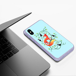 Чехол iPhone XS Max матовый Милая лисичка, цвет: 3D-светло-сиреневый — фото 2