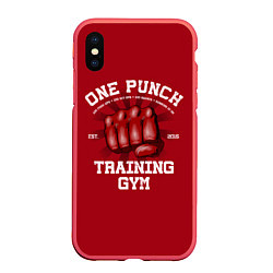 Чехол iPhone XS Max матовый One Punch Gym, цвет: 3D-красный