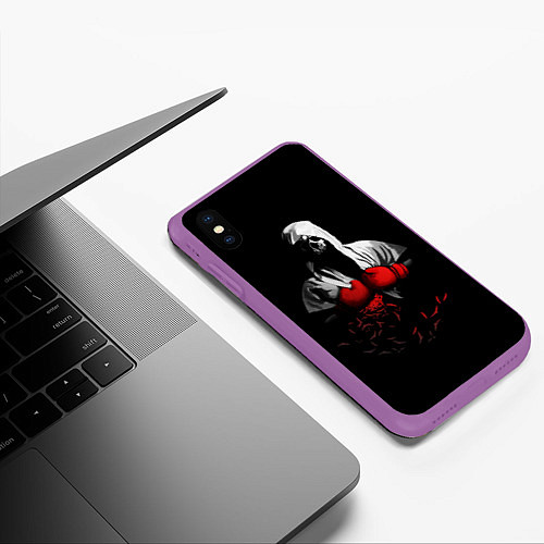 Чехол iPhone XS Max матовый Мертвый боксер / 3D-Фиолетовый – фото 3