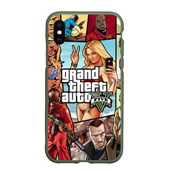 Чехол iPhone XS Max матовый GTA V, цвет: 3D-темно-зеленый