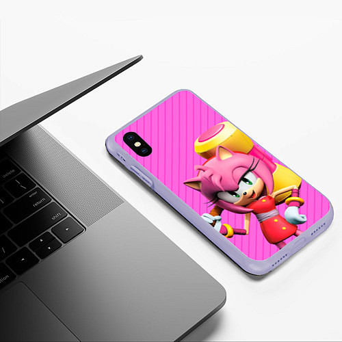 Чехол iPhone XS Max матовый Amy Rose / 3D-Светло-сиреневый – фото 3