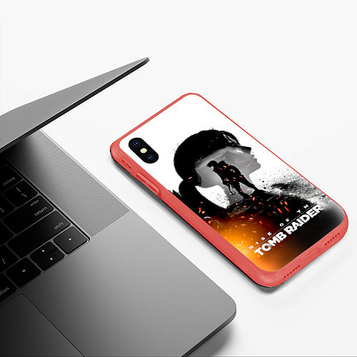 Чехол iPhone XS Max матовый Rise of the Tomb Raider 1 / 3D-Красный – фото 3