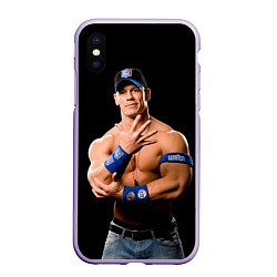 Чехол iPhone XS Max матовый Джон Сина борец, цвет: 3D-светло-сиреневый