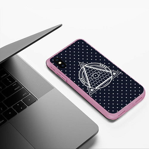 Чехол iPhone XS Max матовый Illuminati / 3D-Розовый – фото 3