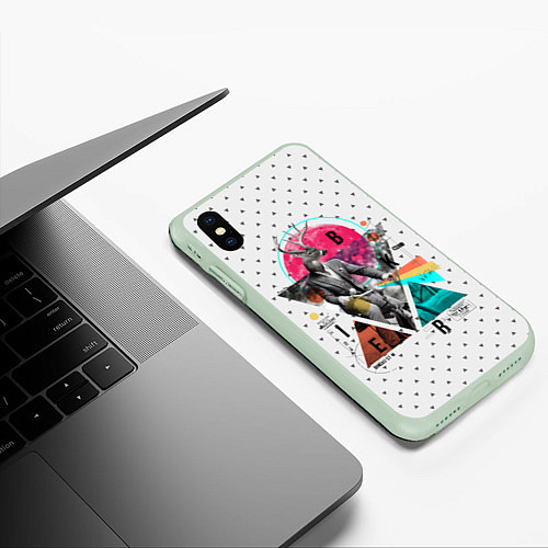 Чехол iPhone XS Max матовый Олень почтальон / 3D-Салатовый – фото 3